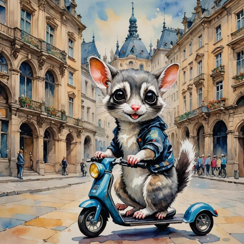 Chibi Sugar Glider in Dresden, Beatrice Potter Style