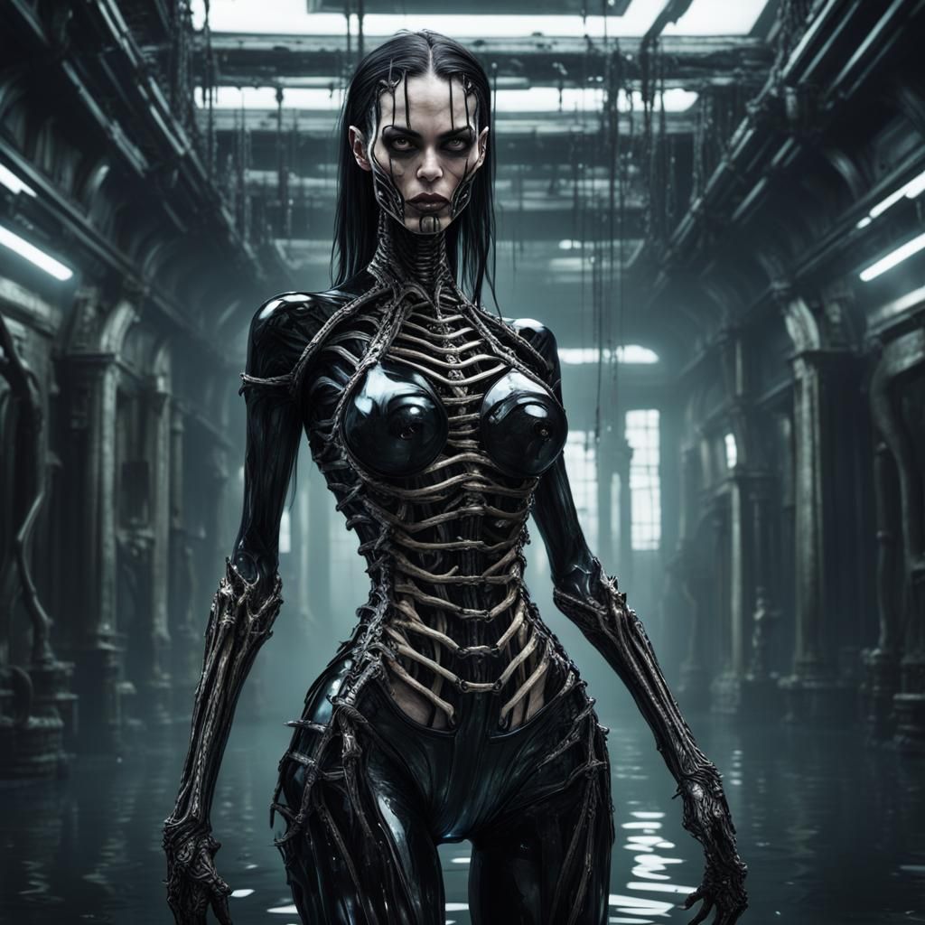 Biomechanical Brunette in Vinyl: Eldritch Concept Art