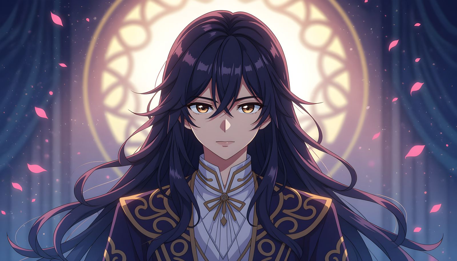 Anime Boy with Long Hair in Cel-Shaded Style