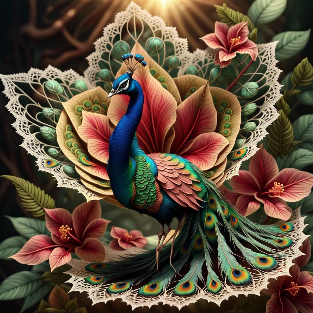 Peacock Witch in Fractal Jungle Garden