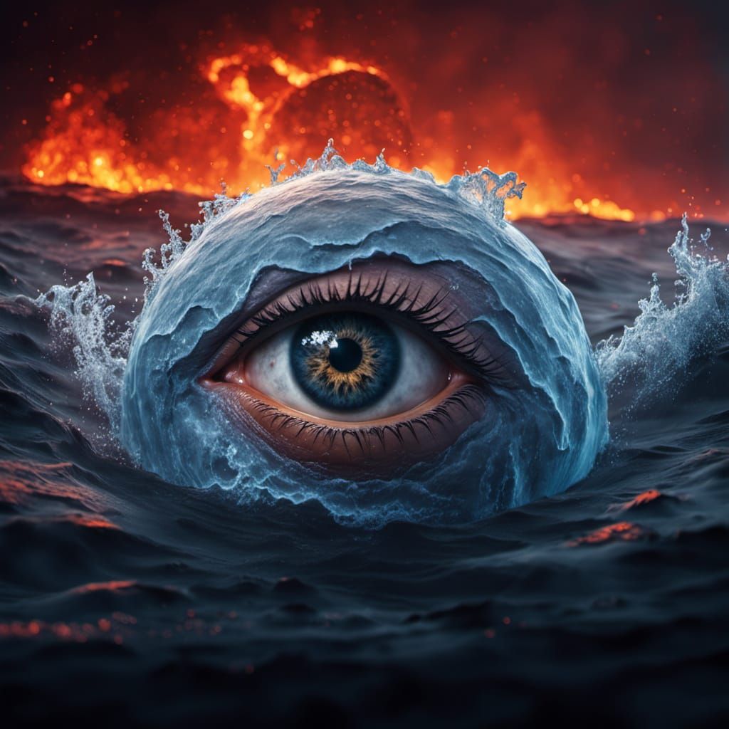 Surreal Face Emerges from Primordial Ocean