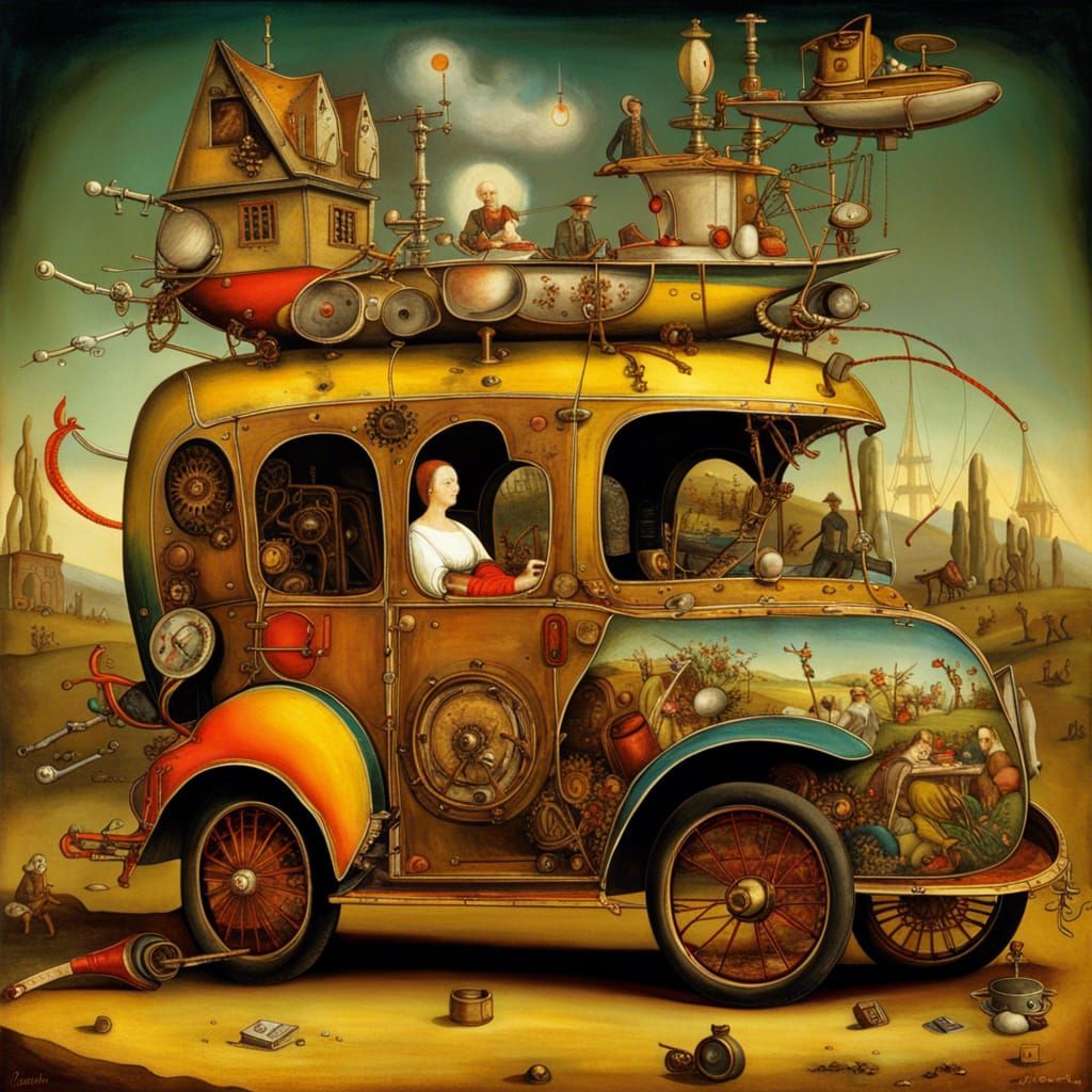 Surreal Steampunk Ambulance Car Rescue