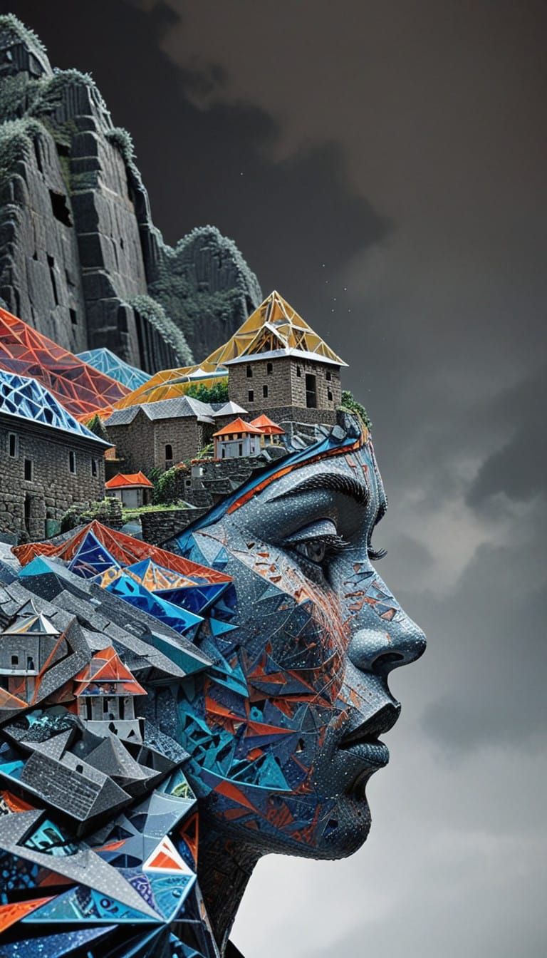 Dreamlike Machu Picchu Evening Scene in Vibrant Colours