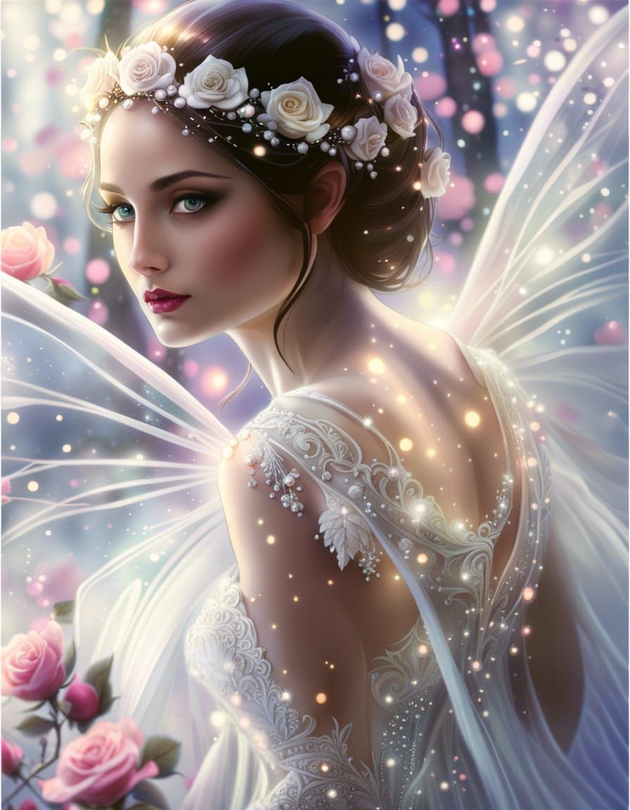 Beautiful Rose Fairy with Enchanted Roses
