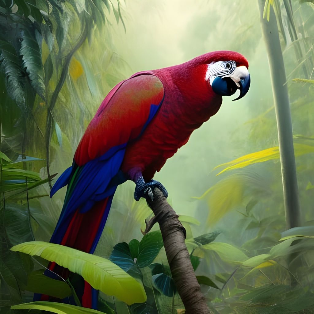 Realistic Parrot Portrait in Lush Belize Jungle