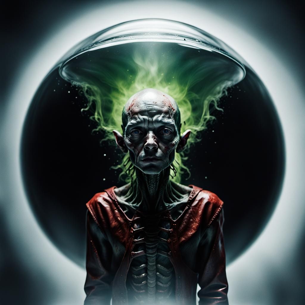 Alien Fetus Splash Art Concept Portrait