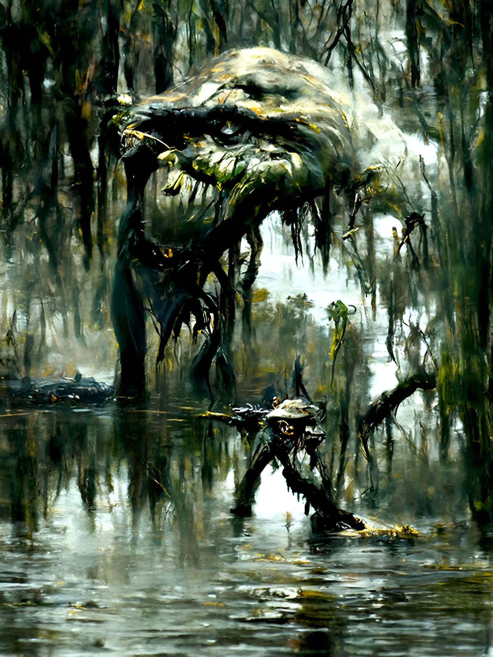 Sinister Swamp: Detailed Matte Oil Painting