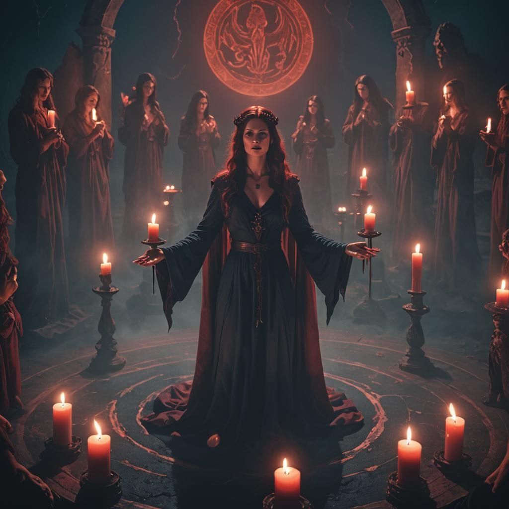 Lilith at Summoning Circle in Cinematic Style