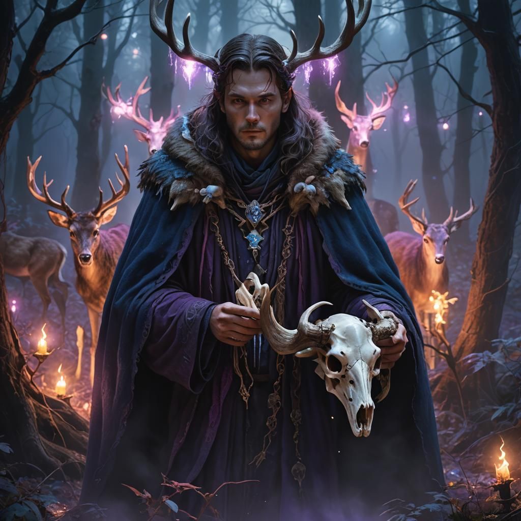 Dark Fantasy Portrait of Dusk Walker in Forest