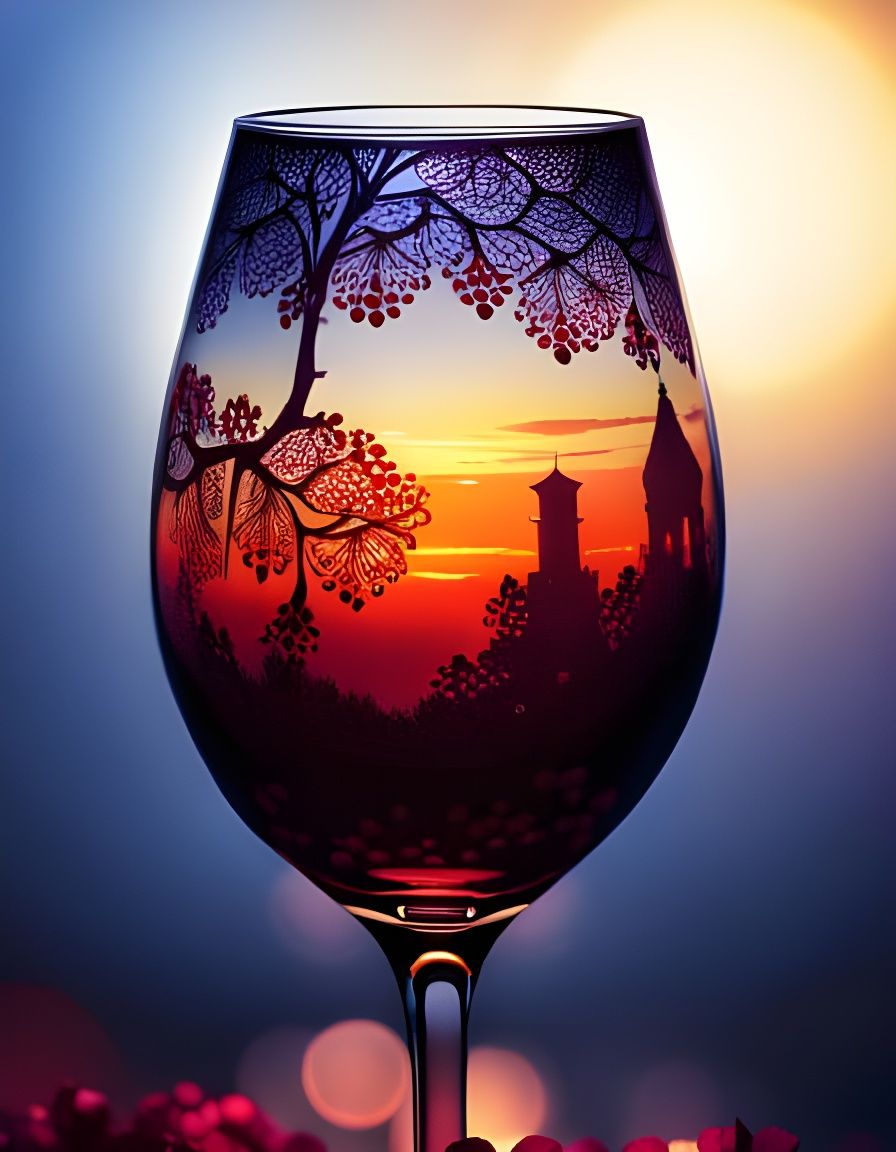 Wine Goblet in Vineyard: A Digital Illustration