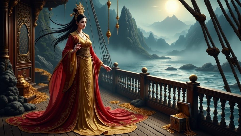 Pirate Queen Zheng Yi Sao in Rococo Scenic Style
