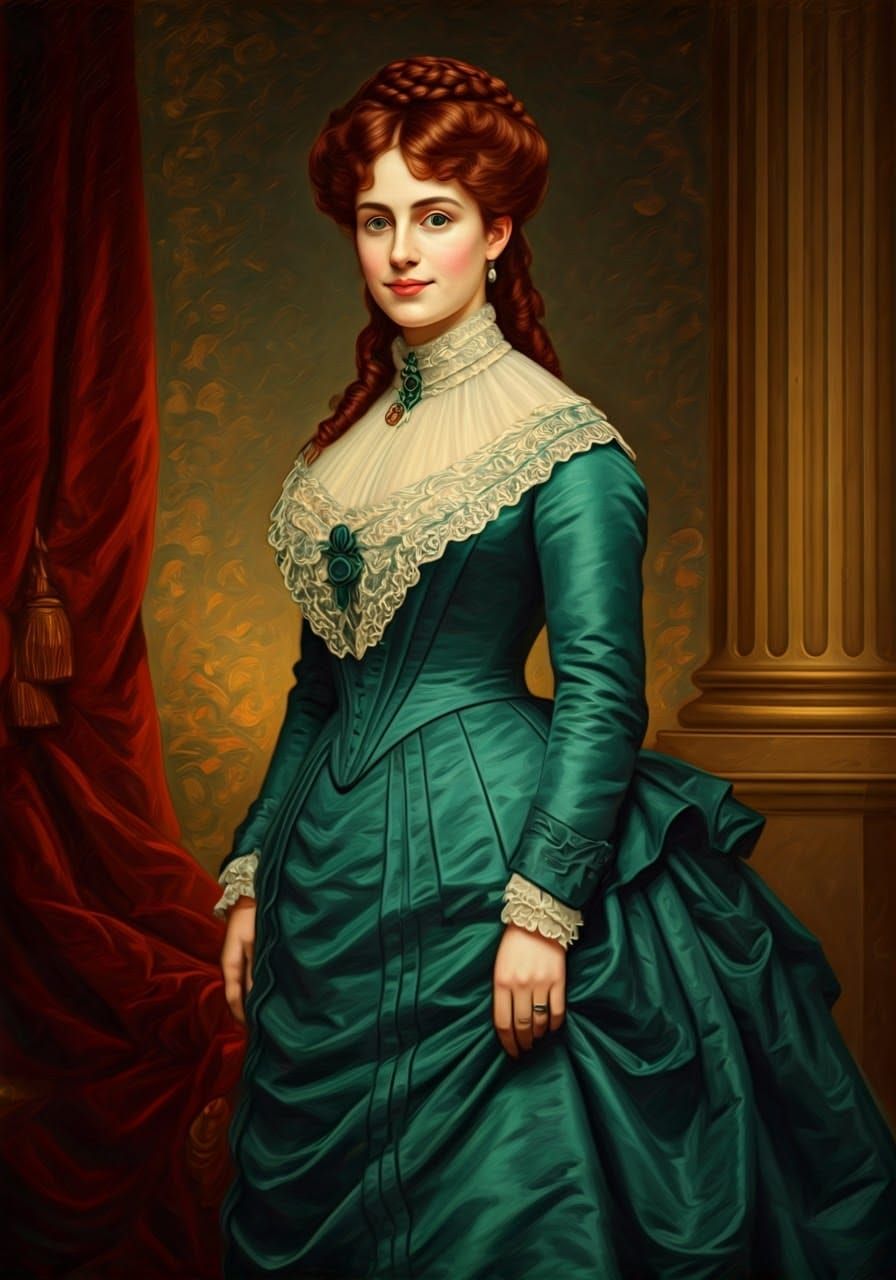 Victorian Lady Portrait in Oil Painting Style