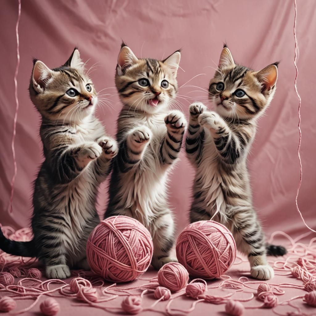Kittens Play with Yarn: Digital Matte Painting