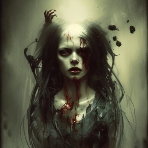 Victorian Zombie Woman in Sinister Dark Art