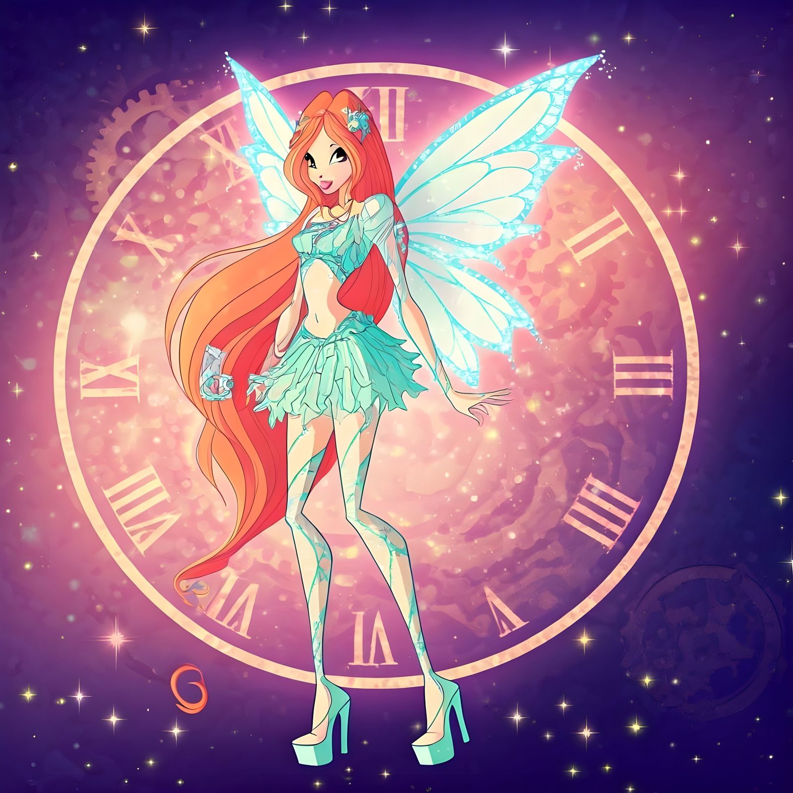 Whimsical Time Fairy in Pastel Winx Club Style