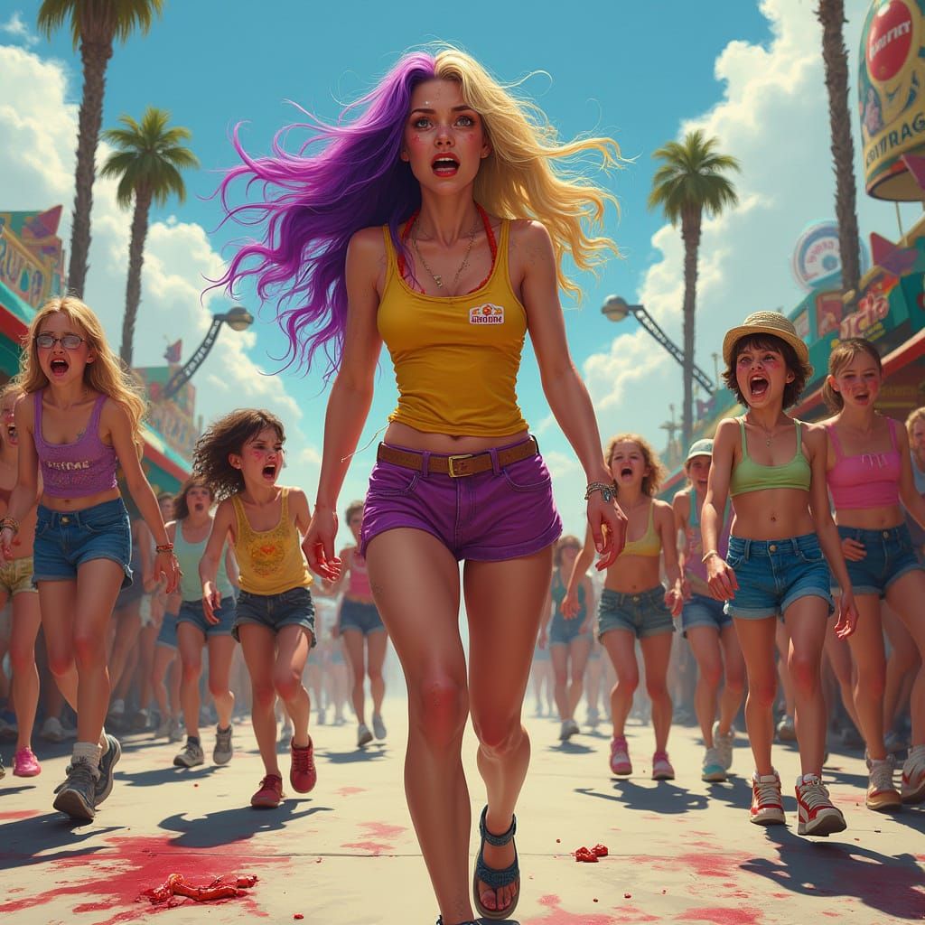 Overwhelmed Theme Park Worker Amid Summer Chaos