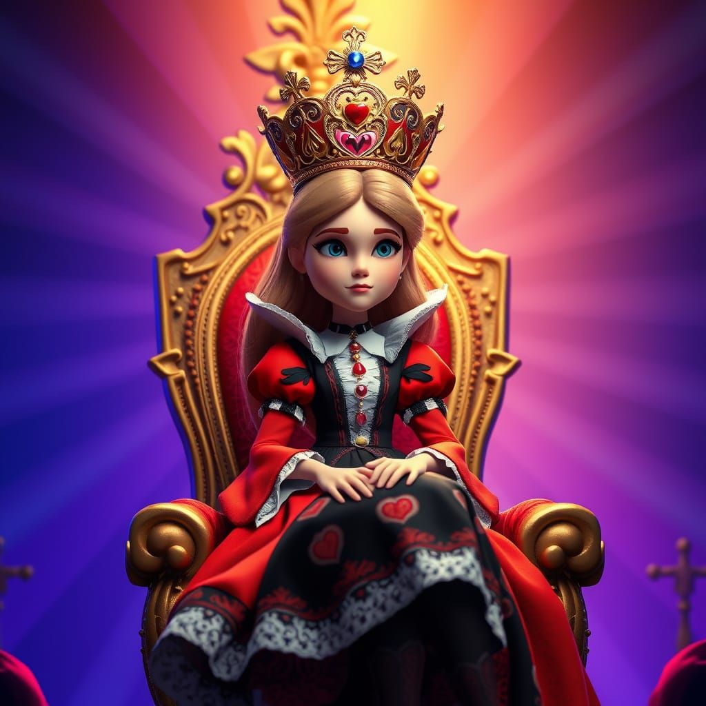 Regal Alice in Vibrant Queen of Hearts Attire