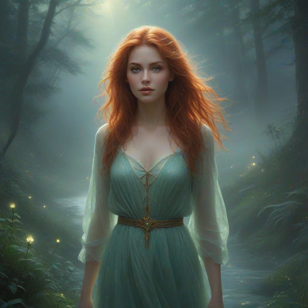 Ethereal Woman in Mystical Mist