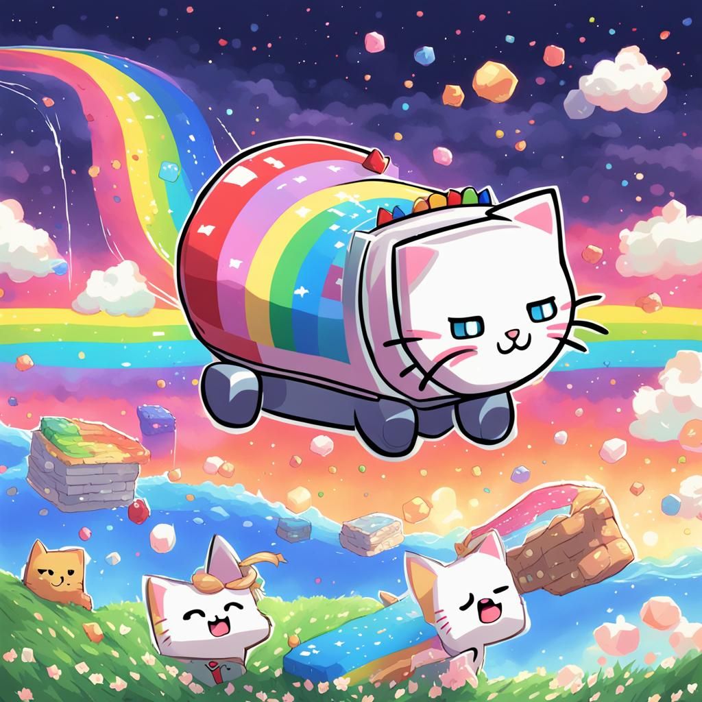 Anime Style Nyan Cat Digital Art