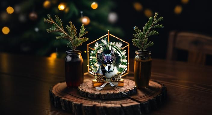 Puppy Portrait with Electric Crystal Clusters