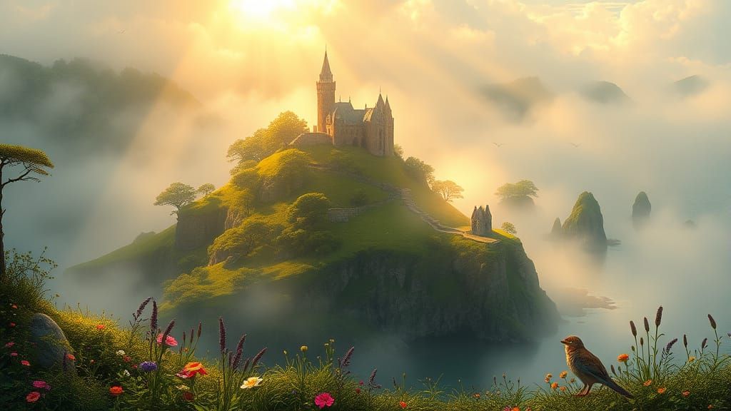 Sunlit Avalon: A Fantasy Island Paradise