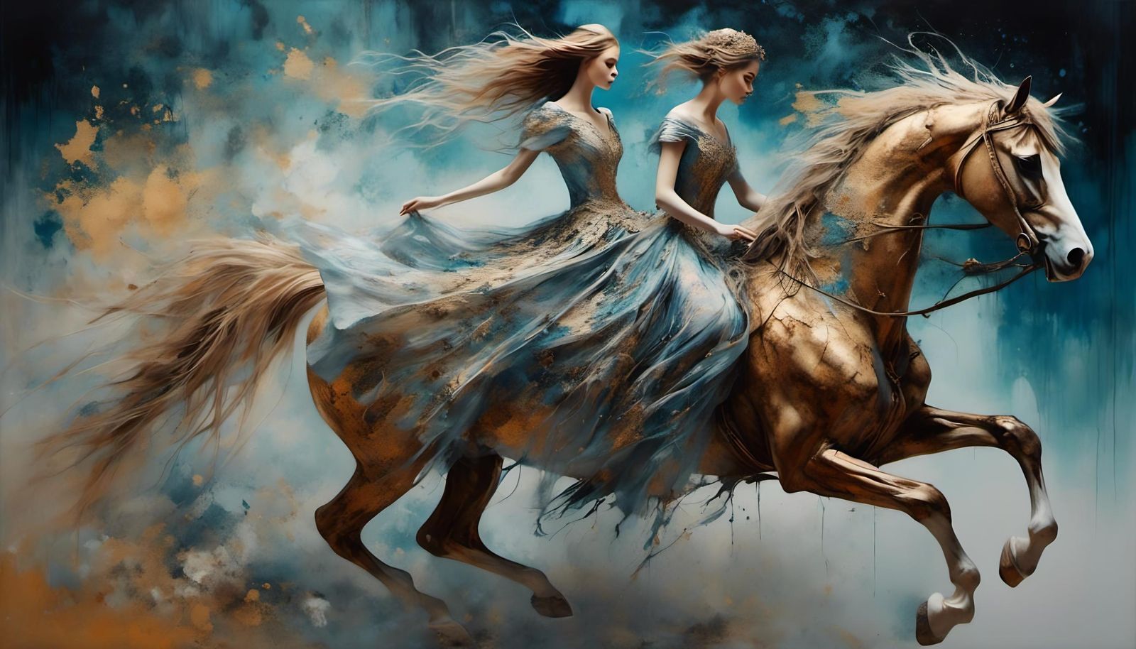 fleeing on a horse