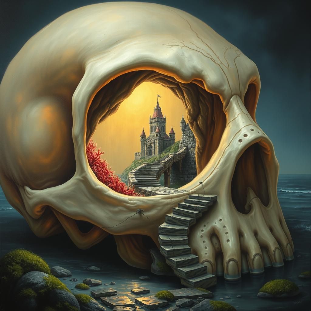Surreal Skull with Cavernous Mouth
