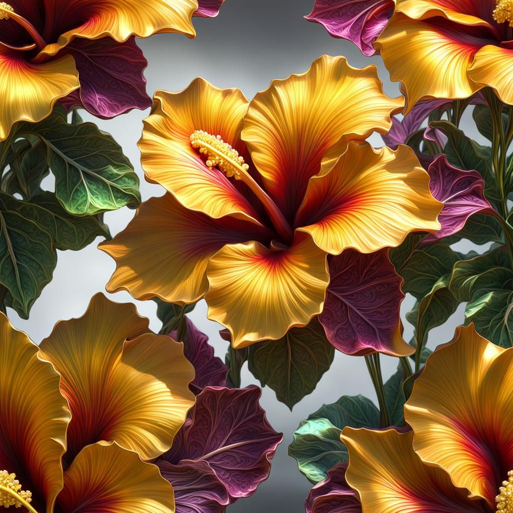 Crystal Hibiscus Masterpiece in Lush Greenhouse