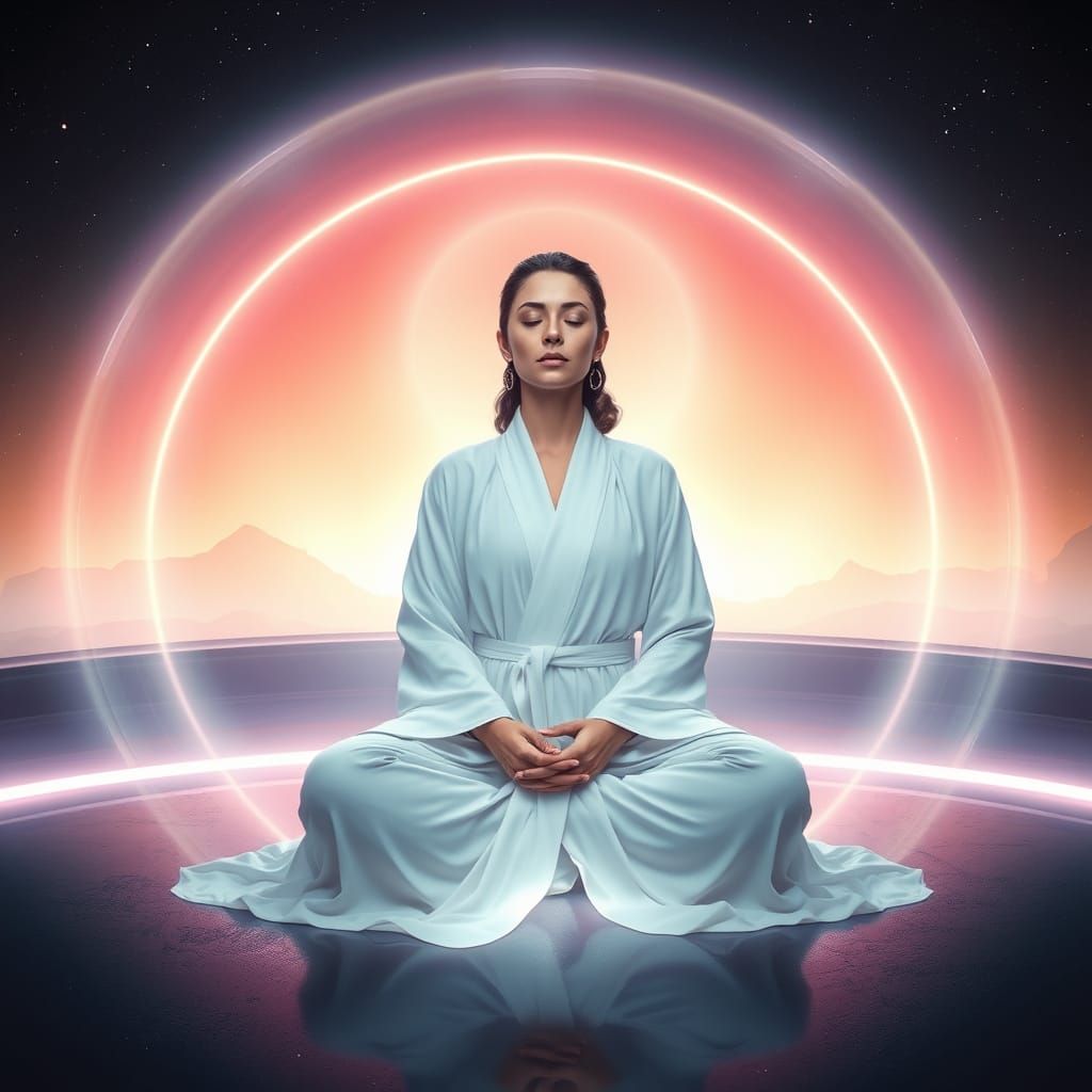 Mystical Guardian in a Futuristic Sanctuary