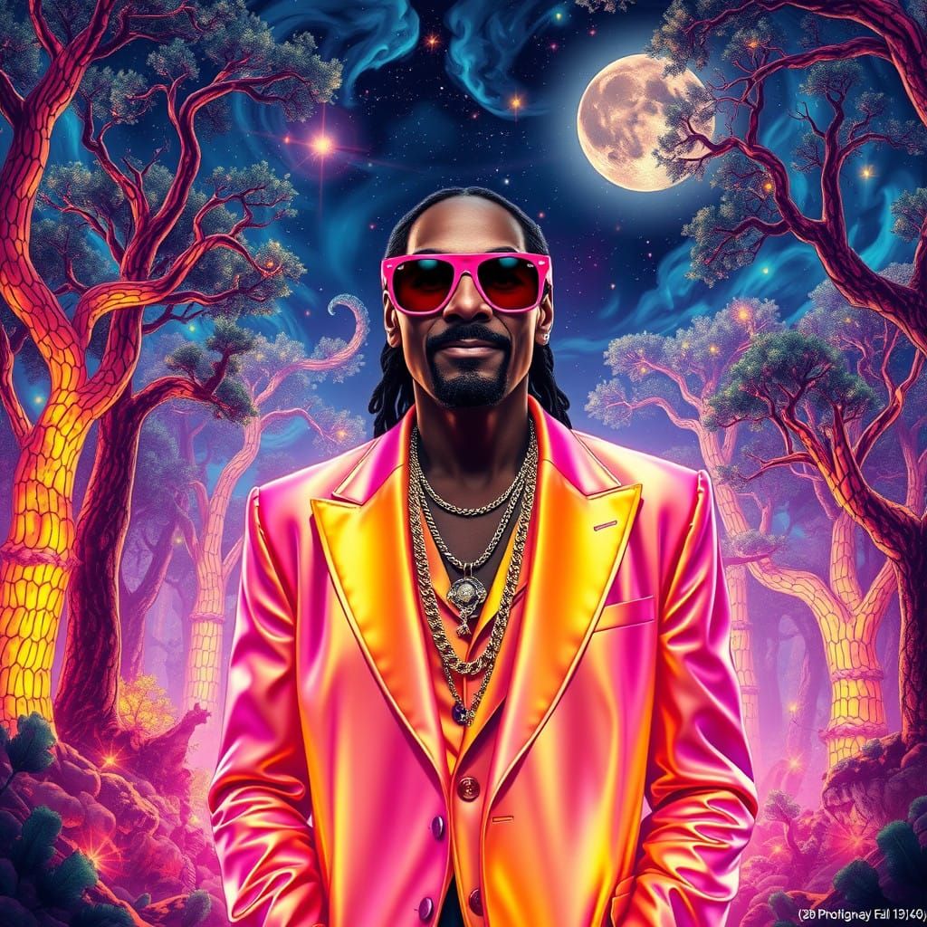 Snoop Dog in a Neon Dreamscape