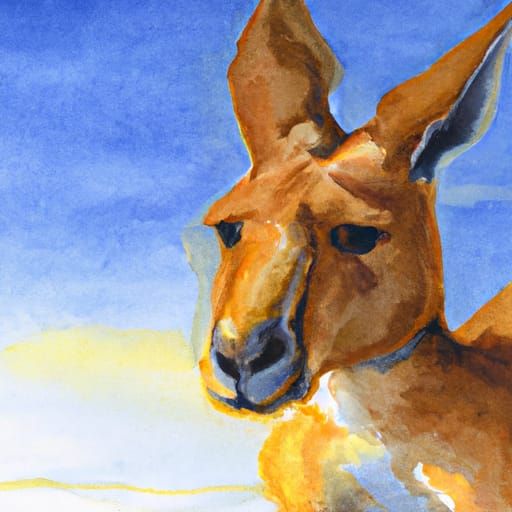 Watercolor Kangaroo Portrait in Australian Tonalism Style