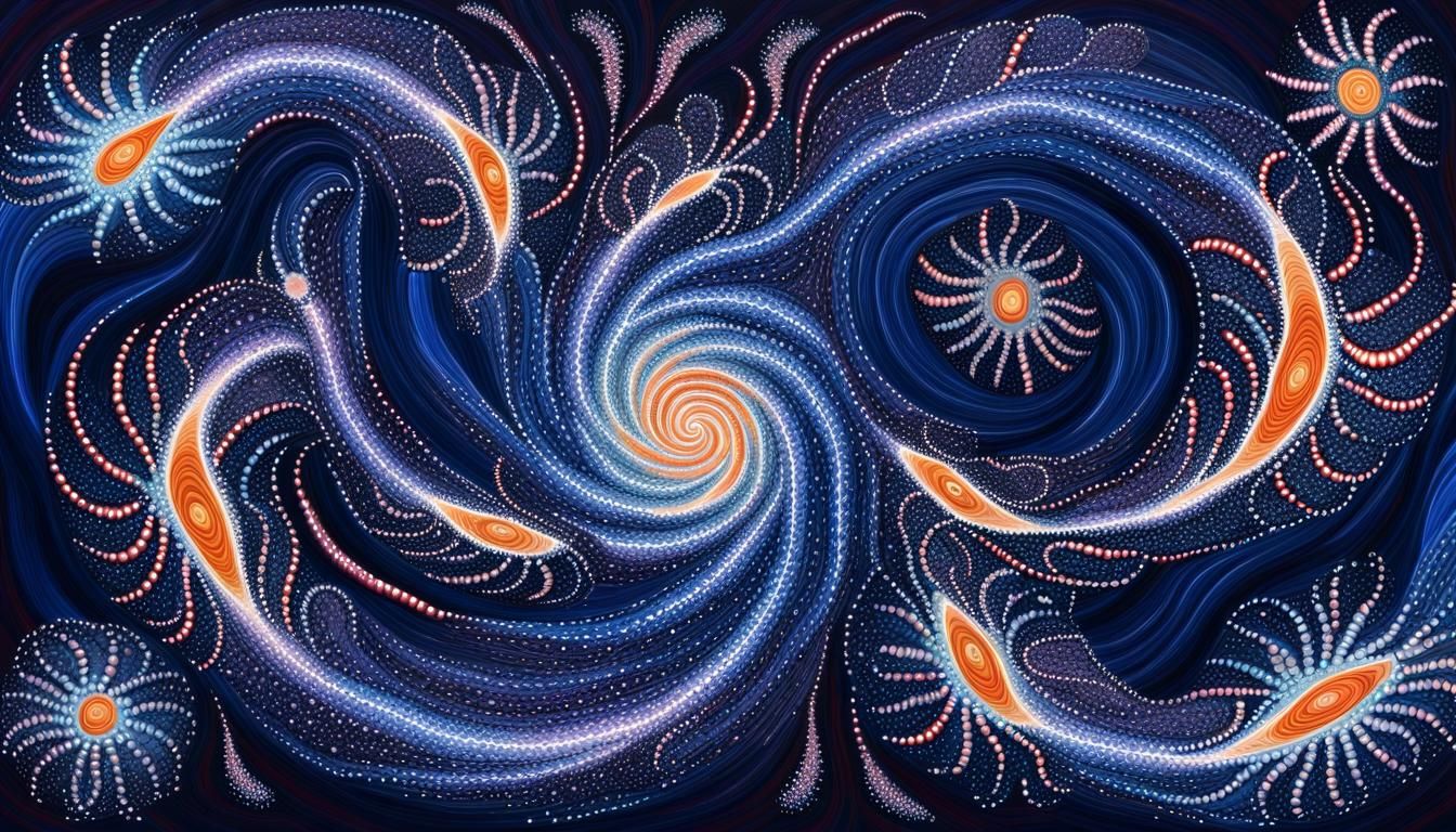 Australian Aboriginal Dot Painting of Cosmic Stars