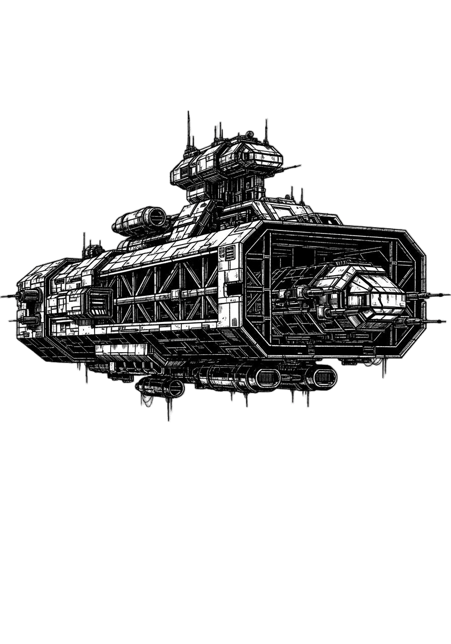 Industrial looking SciFi Spaceship