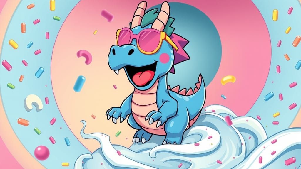 Chibi Dragon's Ice Cream Adventure in Pastel Colors
