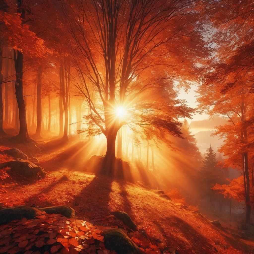 Gorgeous Autumn Sunrise Matte Painting in 16k
