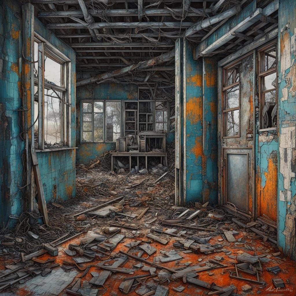 Chernobyl Ruined Dormitory in Hyperrealistic Style