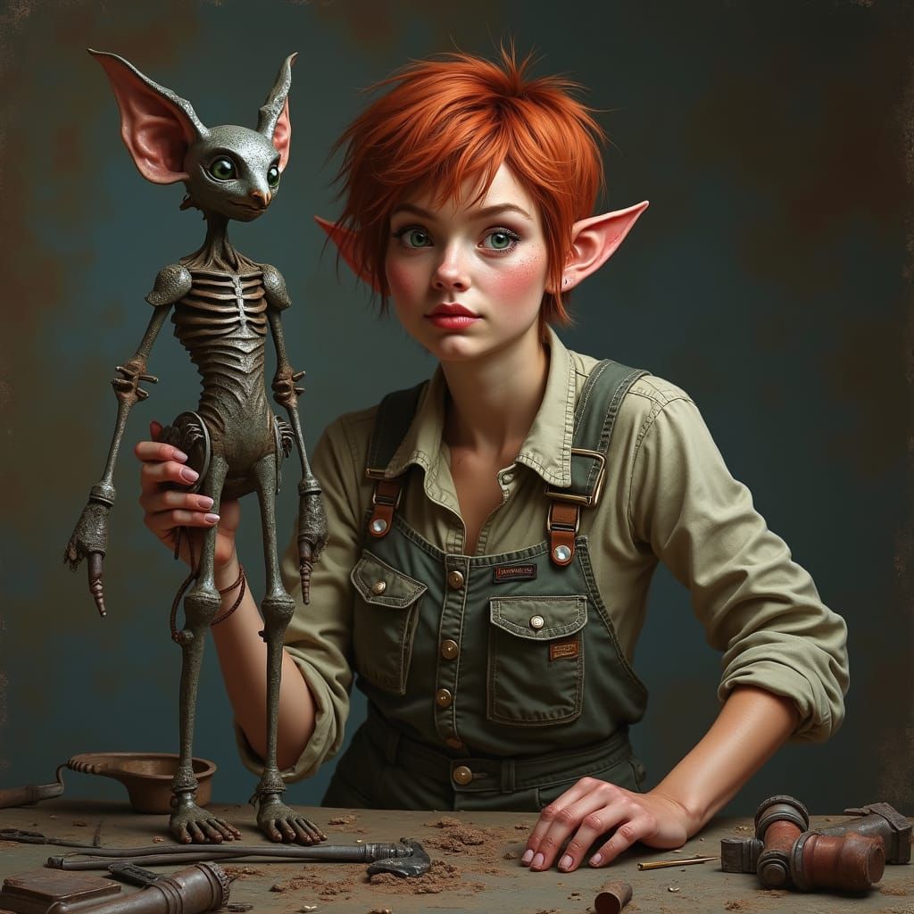 Hyper-Realistic Portrait of a Middle-Aged Metalworker Woman