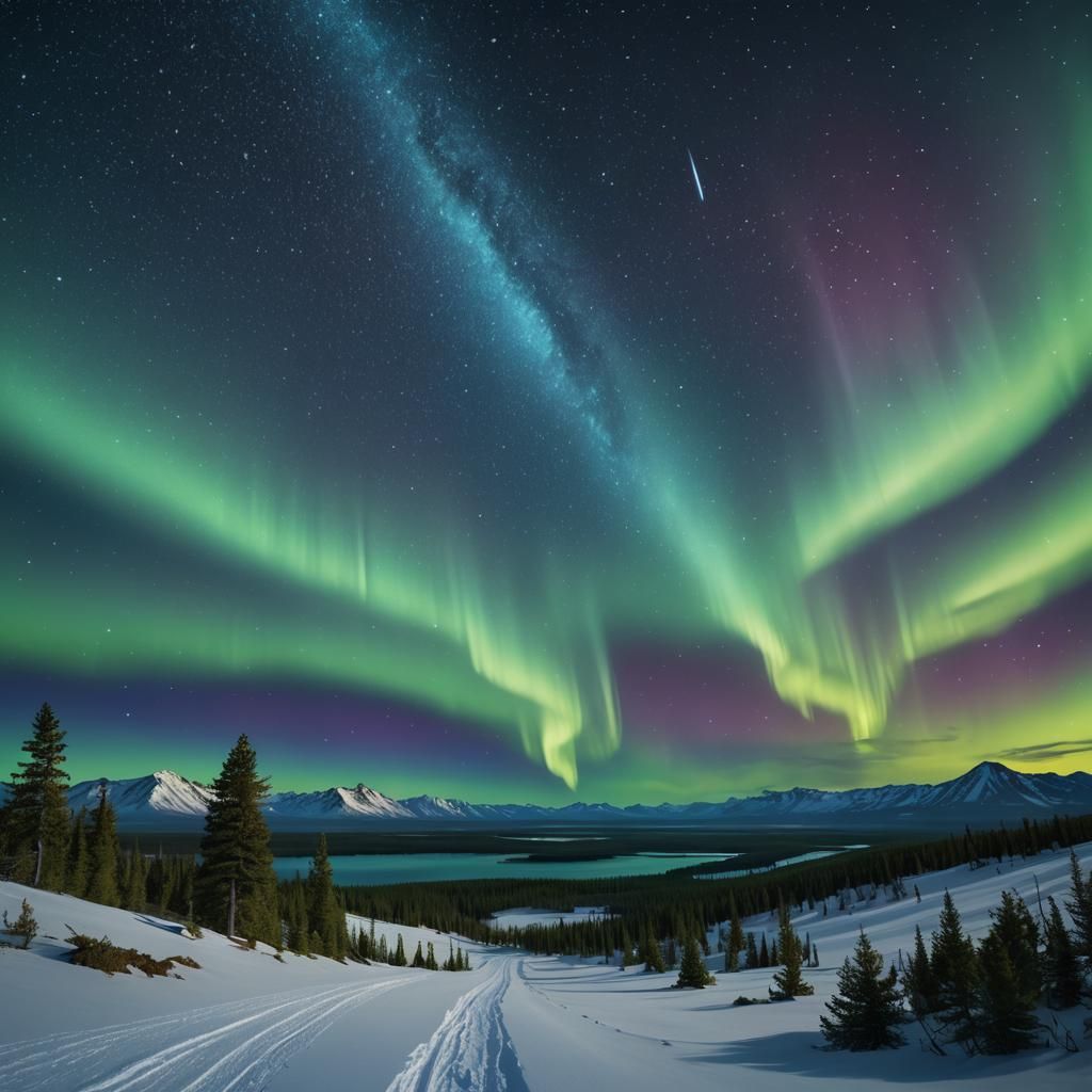 Halley's Comet Light Show in 2062: A Matte Painting