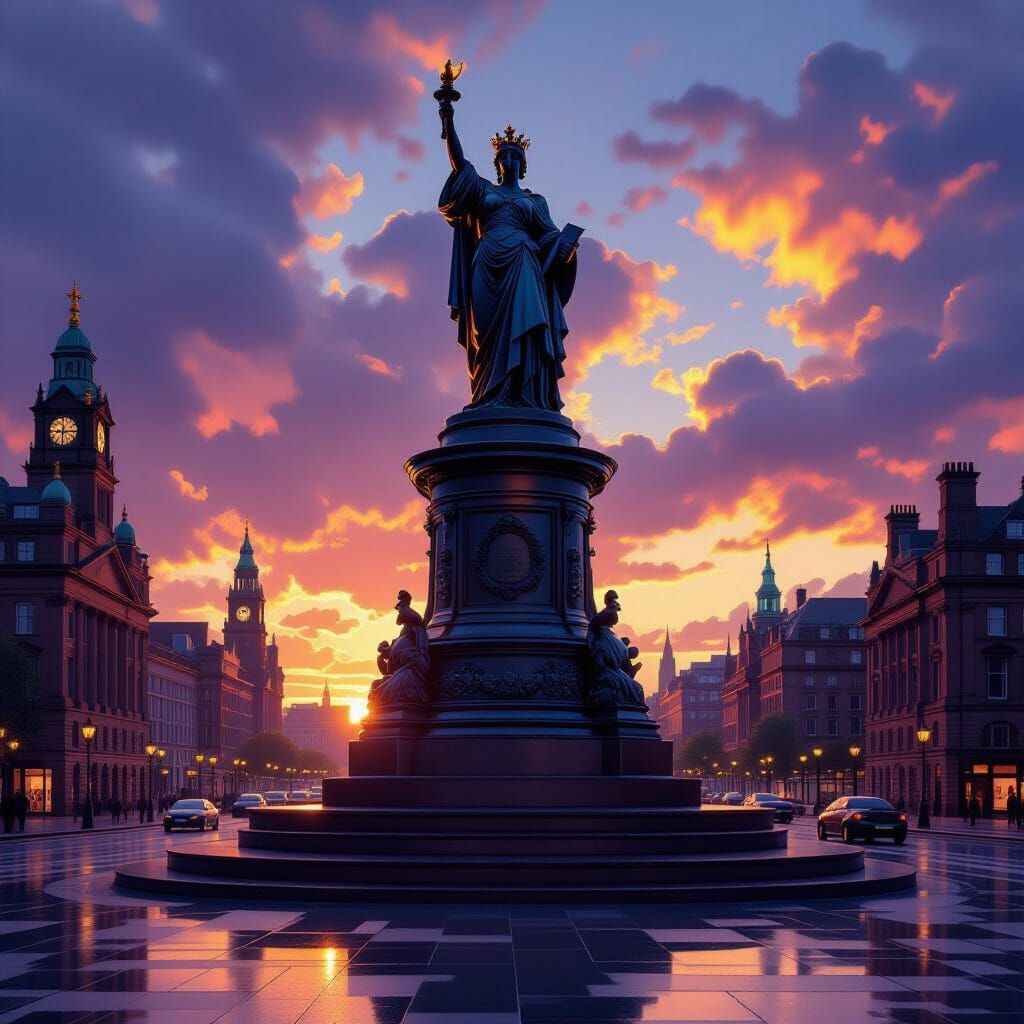 Queen Victoria Monument Manchester Sunlight Digital Painting