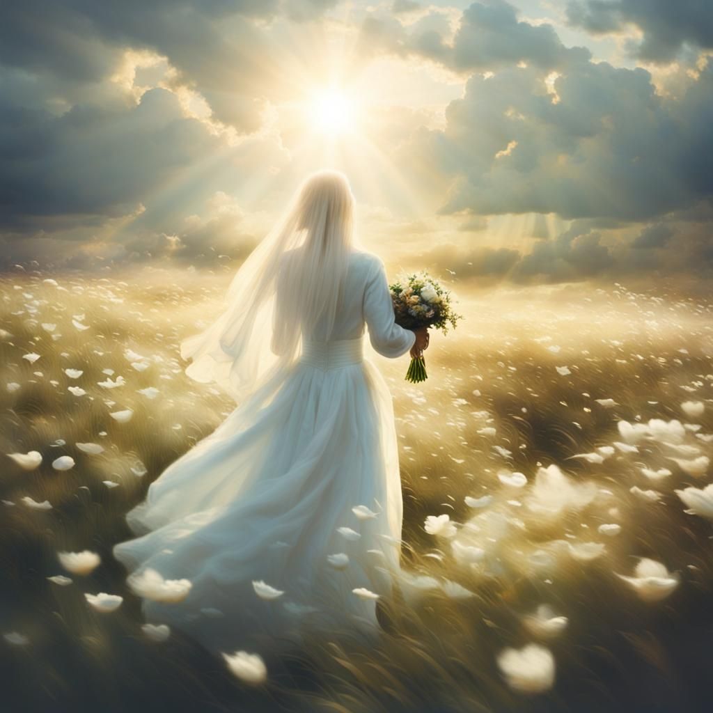 Divine Heavenly Sunshine Beams Through Clouds