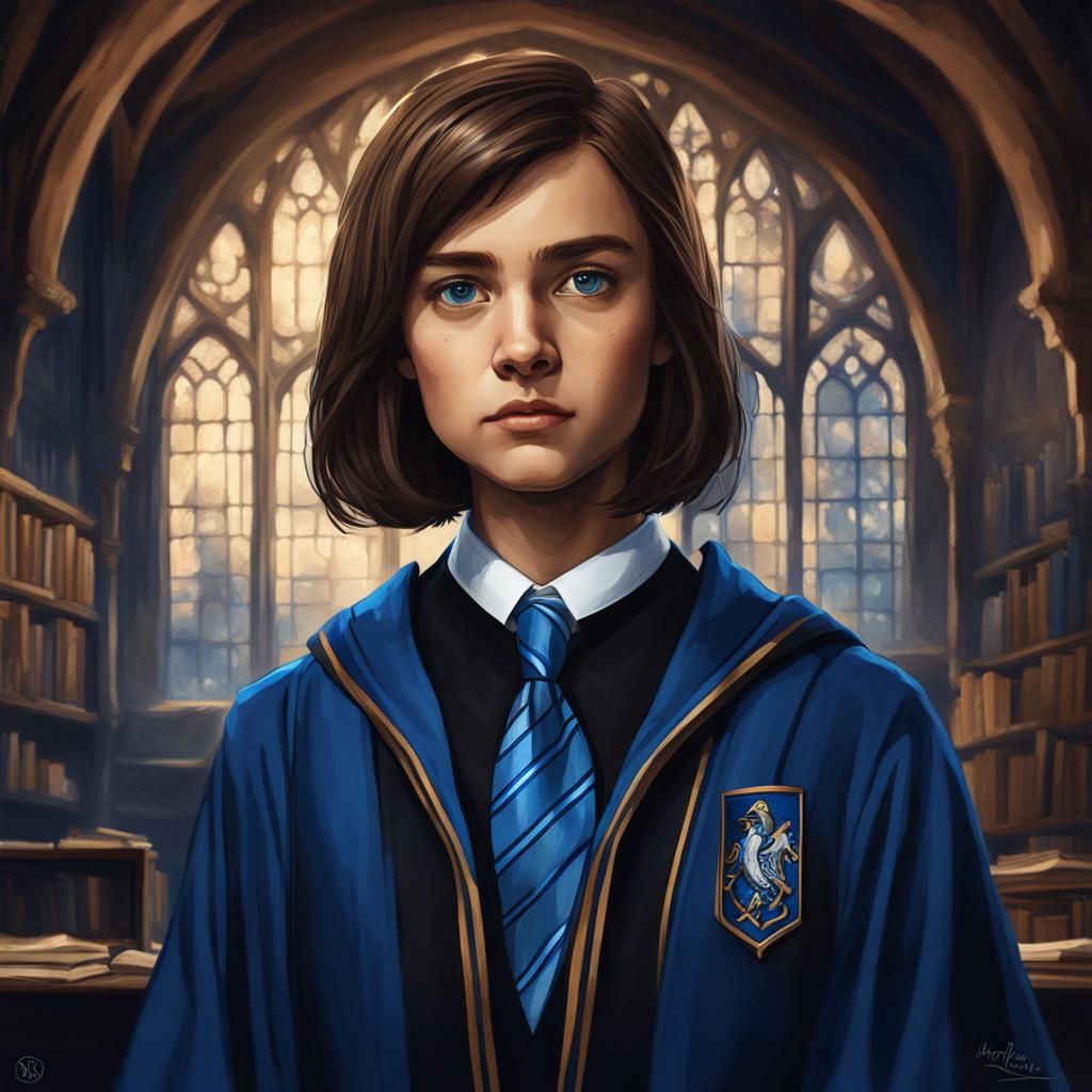 Ravenclaw Student Portrait in Digital Oil Painting Style
