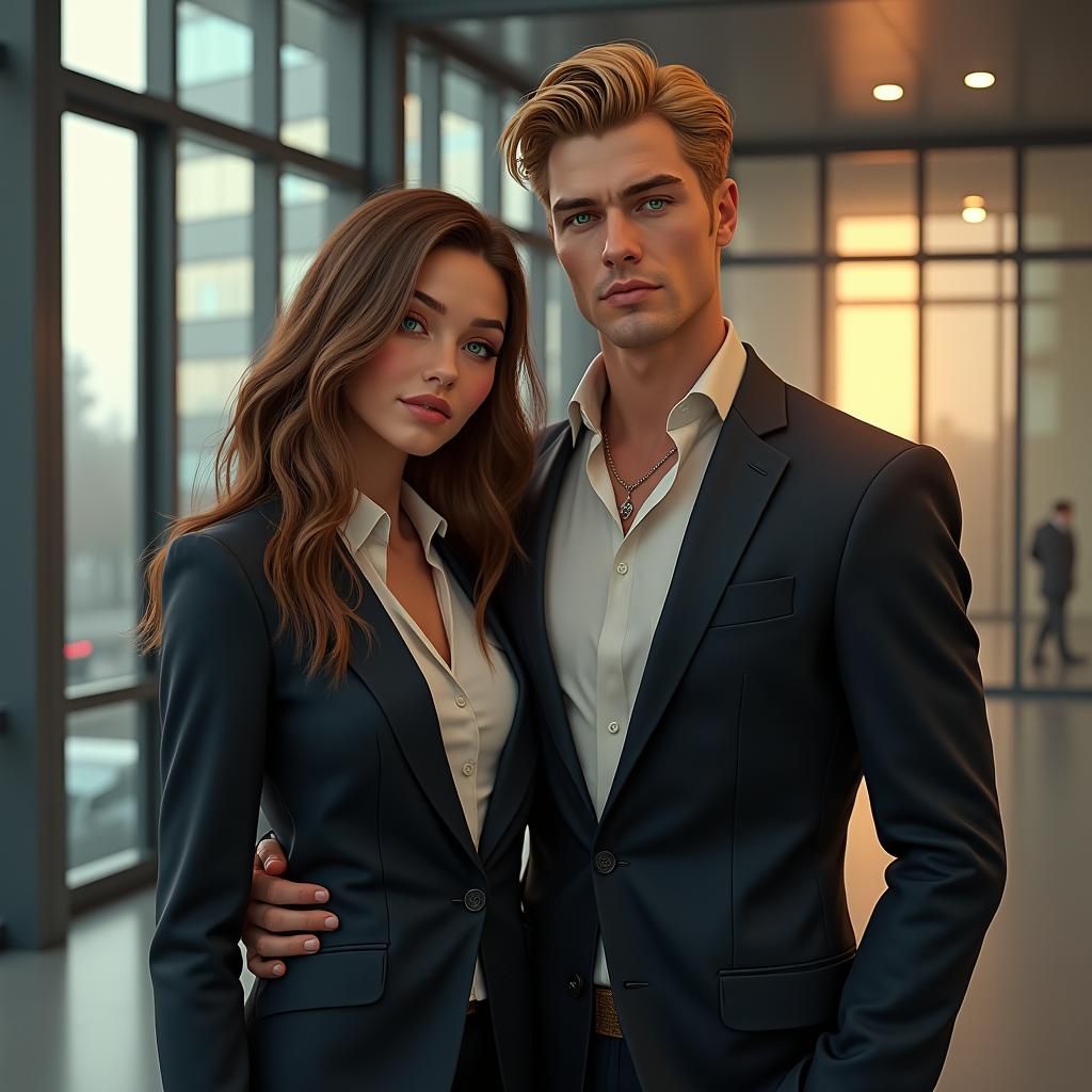 Romantic Portrait of a Woman and Man in Art Nouveau Style