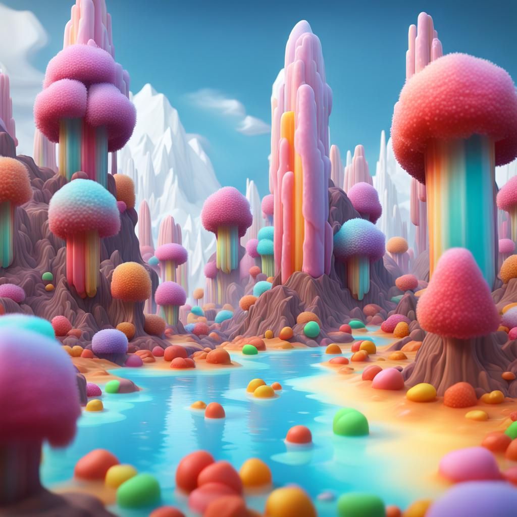 Colorful Popsicle Land in a Detailed Digital Painting
