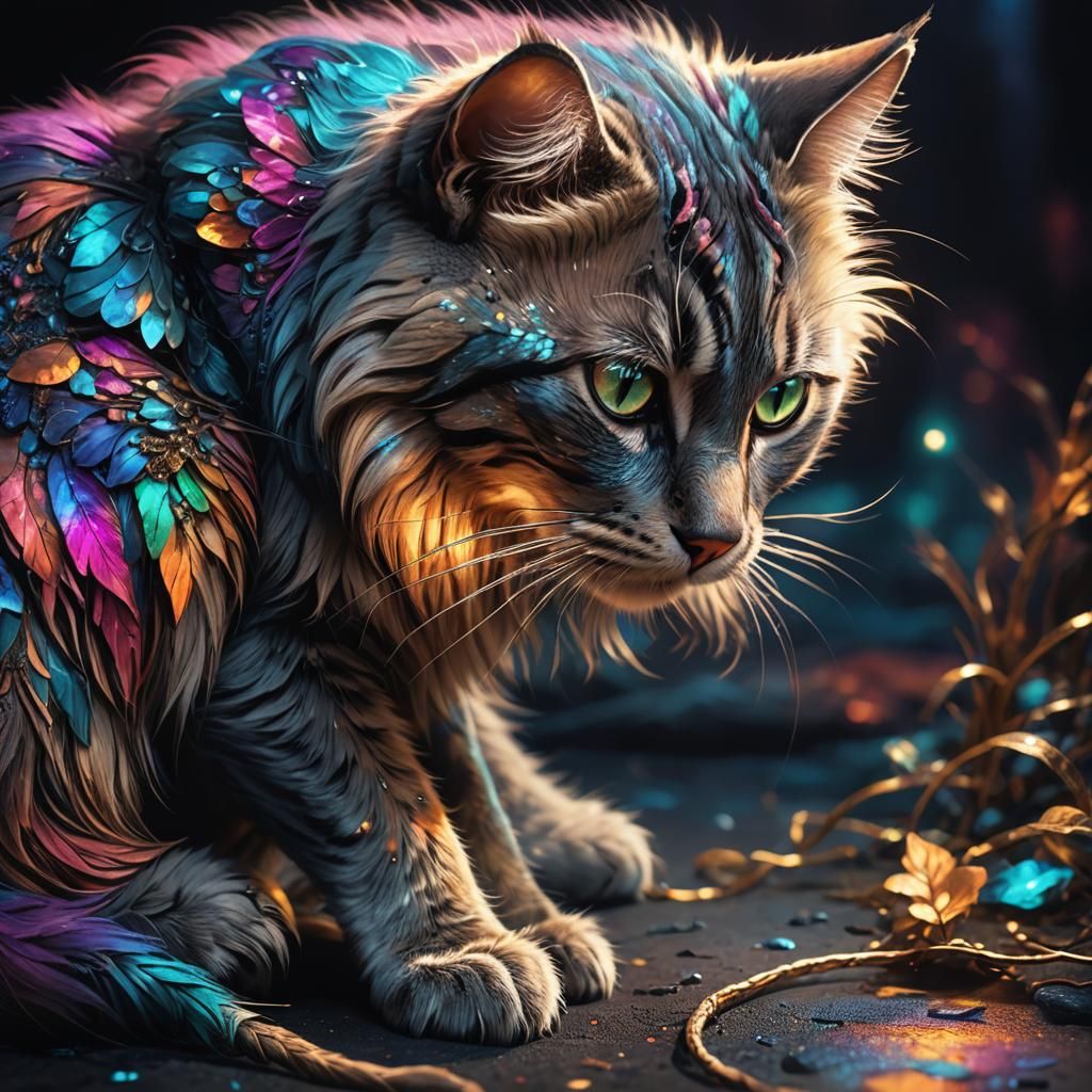 Cat Ready to Pounce: Fantastical Matte Painting