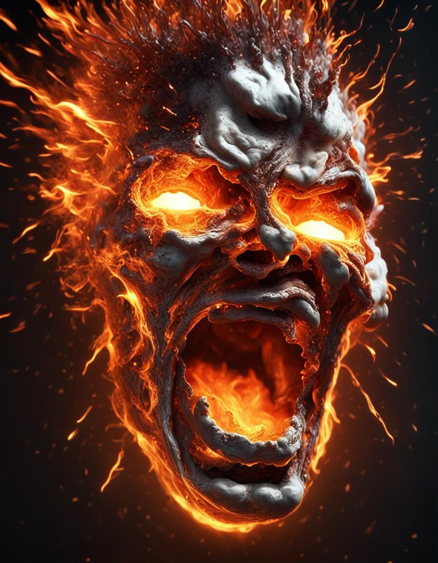 Epic Molten Metal Trauma Face in 3D Rendering