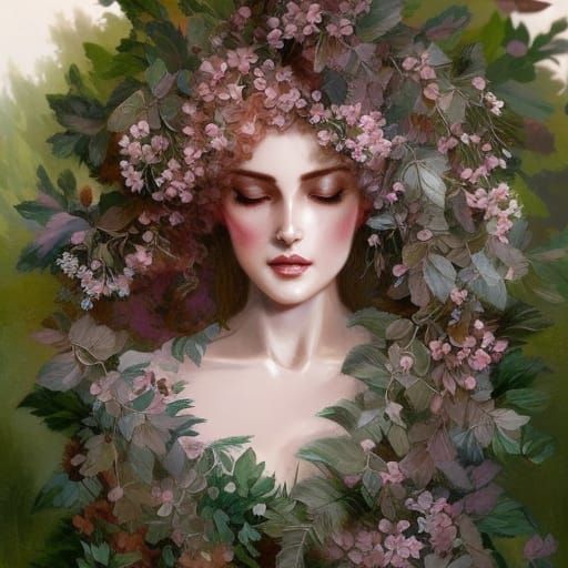 Woman in Green Lace Gown, Dramatic Lighting