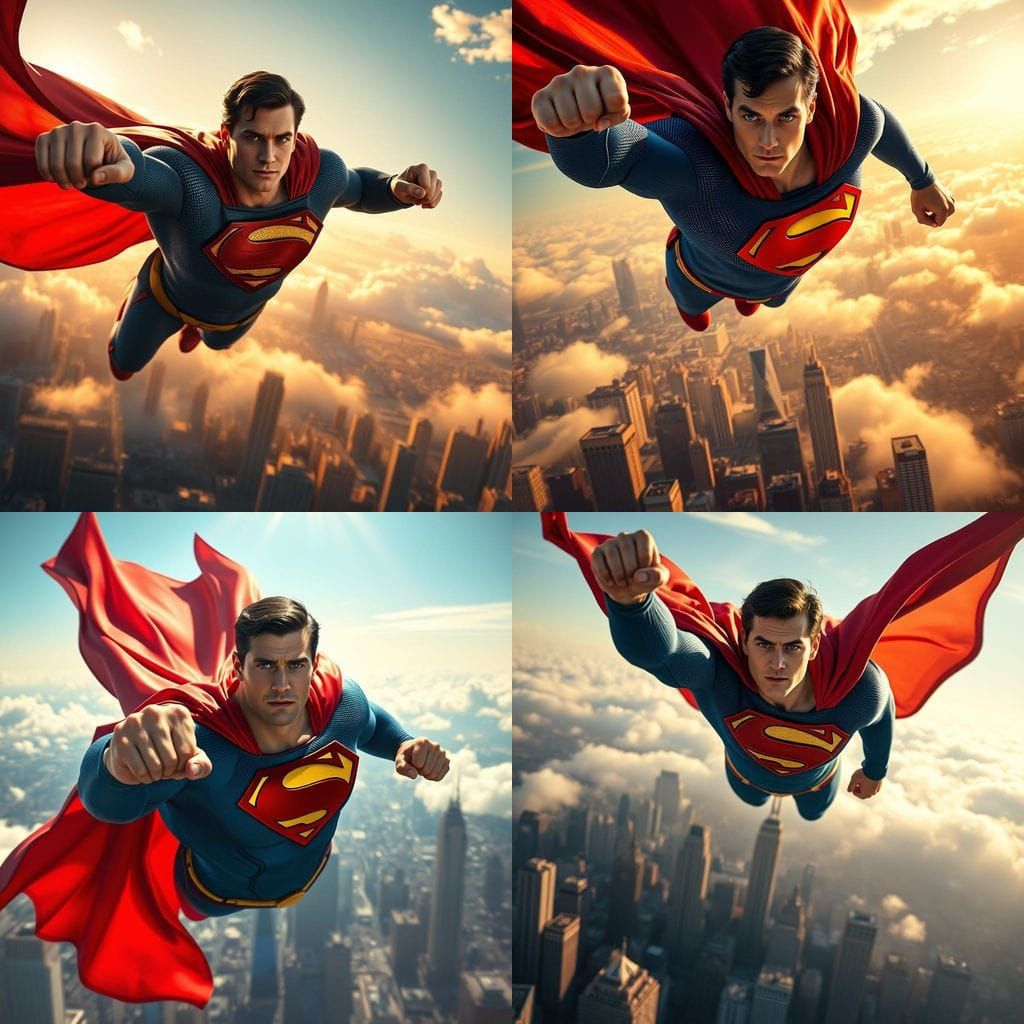 Superman Soars Above Metropolis in Cinematic Digital Paintin...
