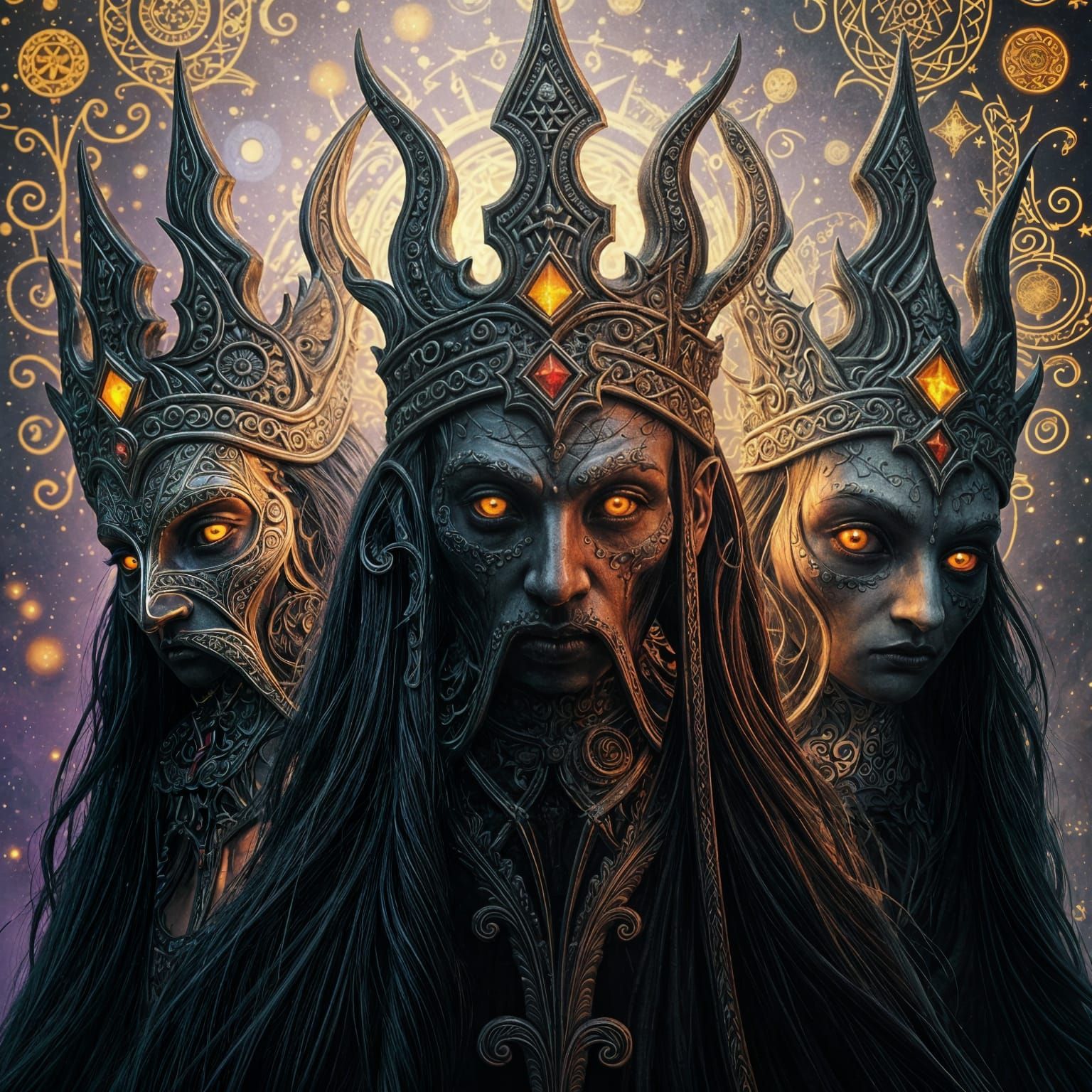 Mythic Deity-Witch-Kings in a Dark, Futuristic Realm