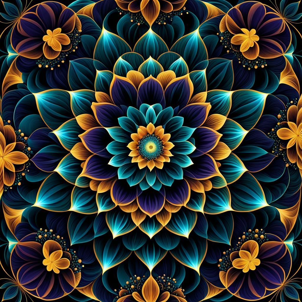 Fractal Flower Mandala in Sacred Geometry