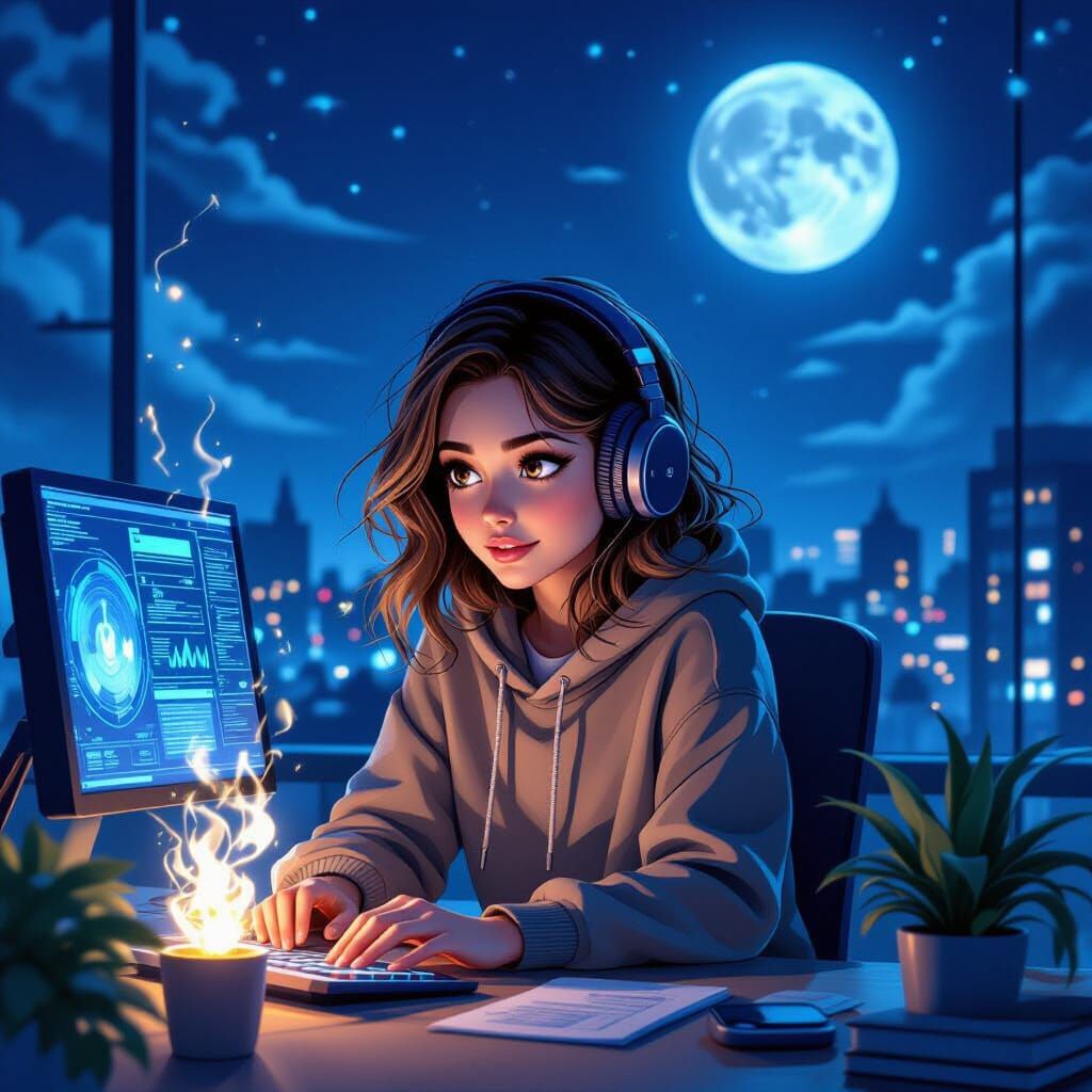 Cosmic Nebula Landscape in Space